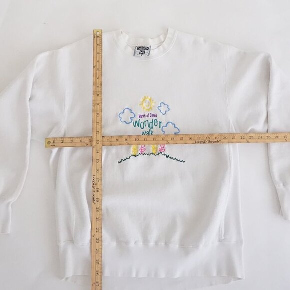 Vintage Lee White March of Dimes Wonder Walk Embroidered Graphic Sweatshirt XL - Picture 2 of 11